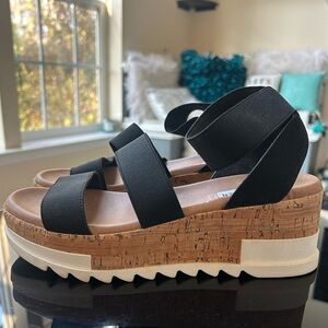 STEVE MADDEN Platform Cork Sandal With Ankle Strap